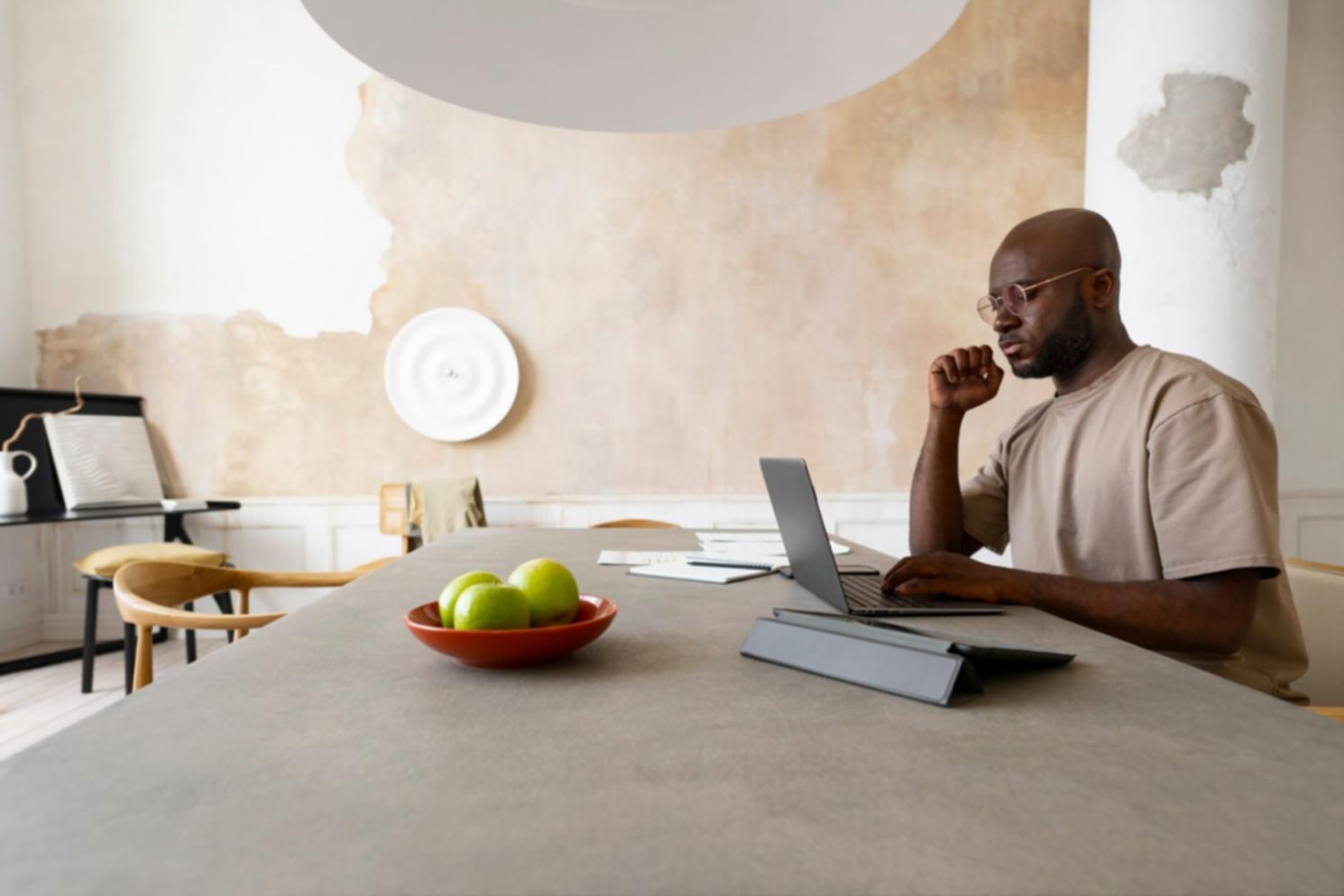 Modern office environment with collaborative workspaces and financial technology